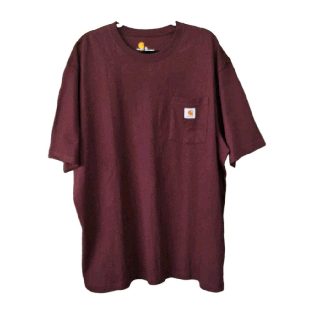 Carhartt K87PRT-L Men's Short Sleeve T shirt Burgundy Size XL Fit on 2XL